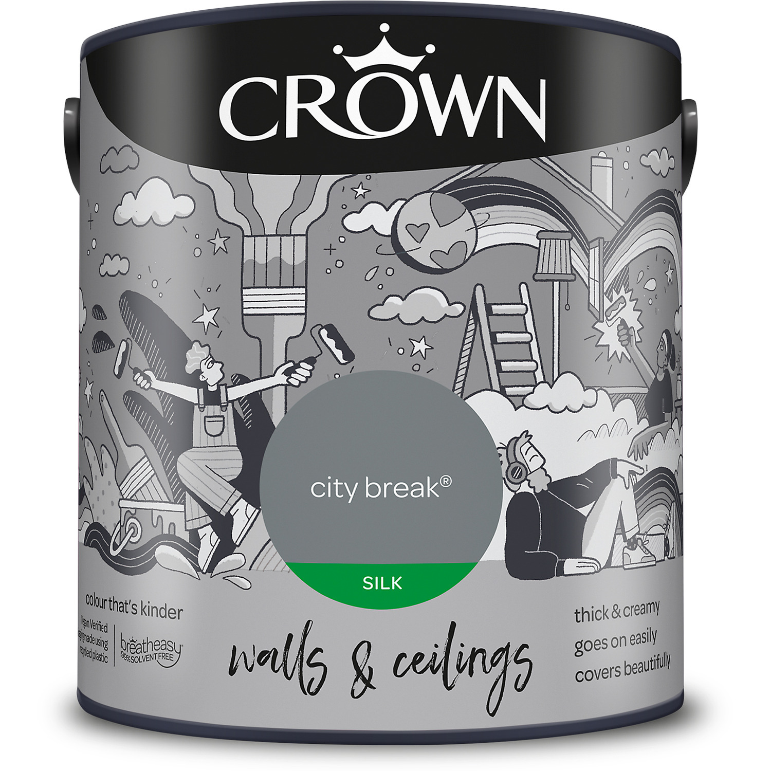 Crown Wall and Ceilings City Break Silk Emulsion 2.5L Image 2