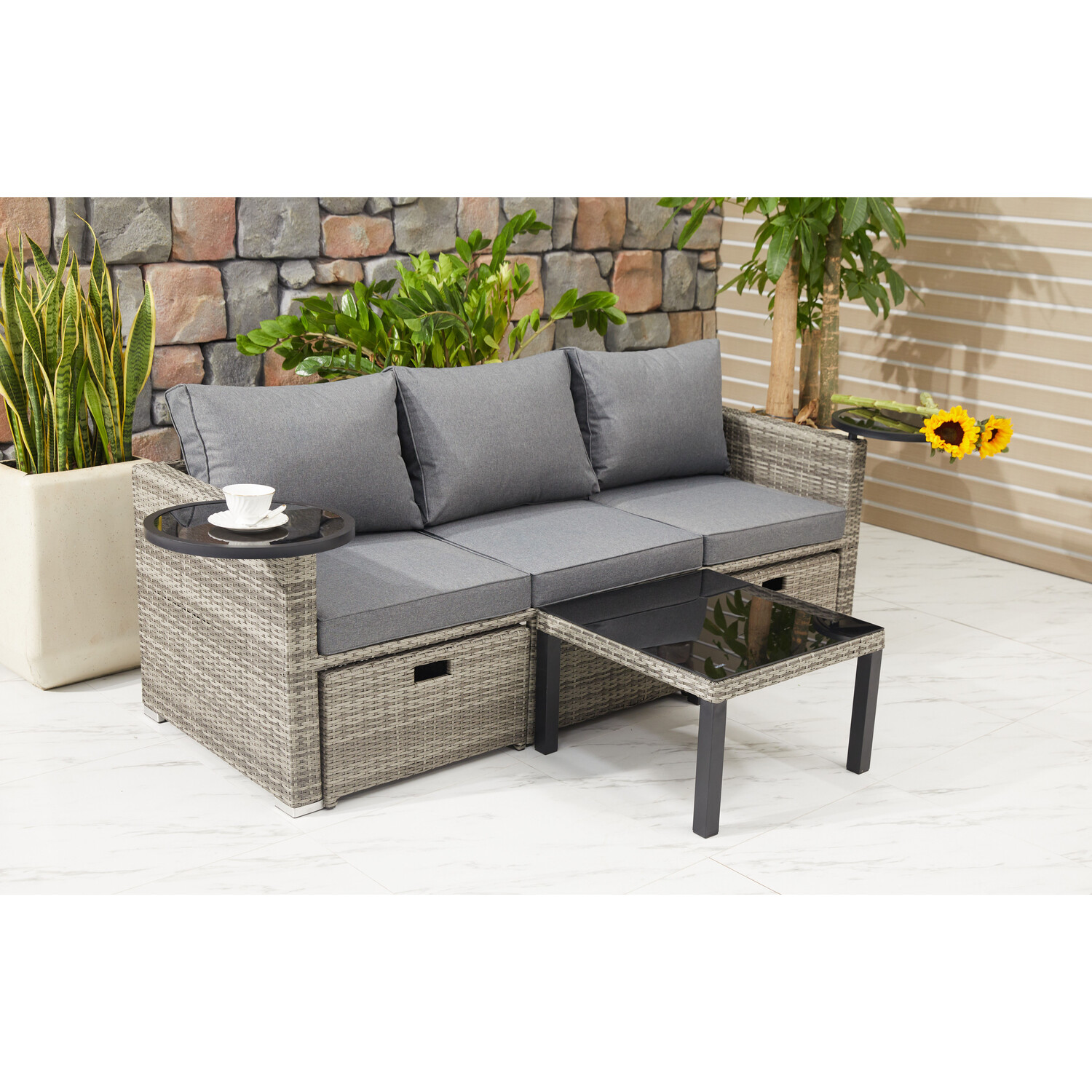 Malay Deluxe Malay New Hampshire 2 Seater Natural Transformer Patio Set Image 10