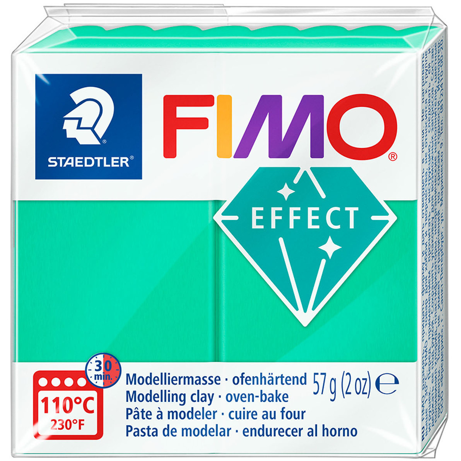 Staedtler FIMO Effect Modelling Clay Block - Translucent Green Image 1