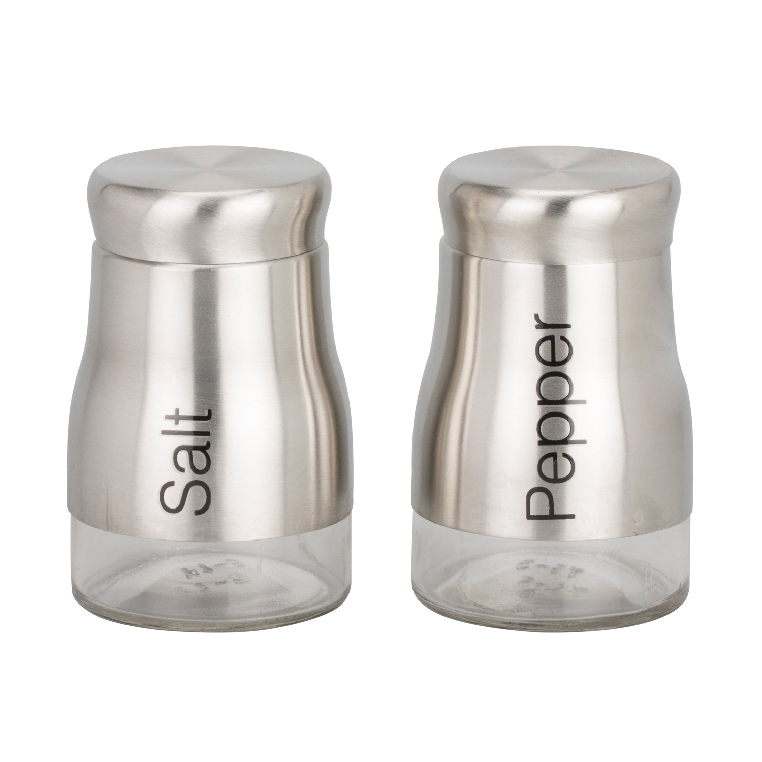 Silver Stainless Steel and Glass Salt and Pepper Mill Set Image 1