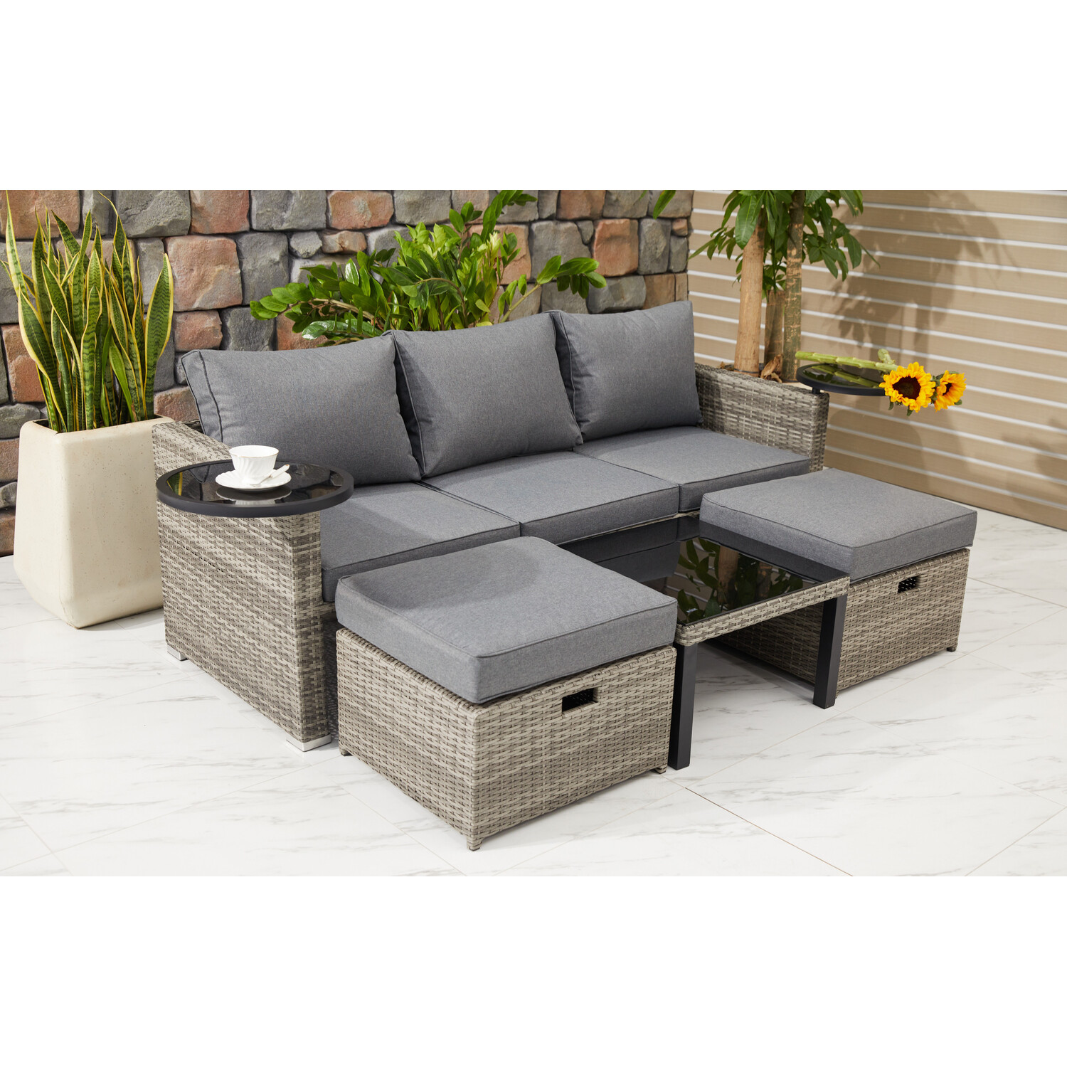 Malay Deluxe Malay New Hampshire 2 Seater Natural Transformer Patio Set Image 9