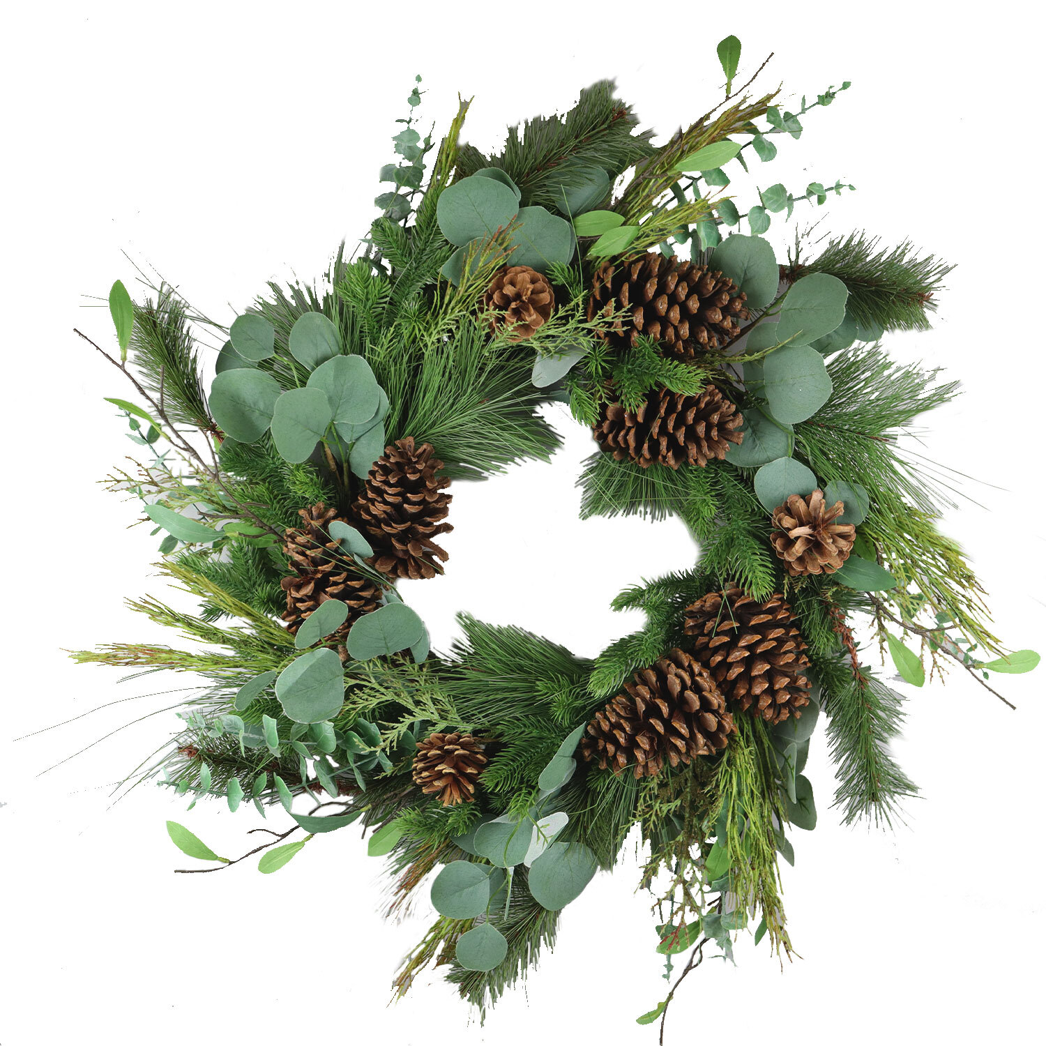 LED Eucalyptus Pinecone Wreath Image