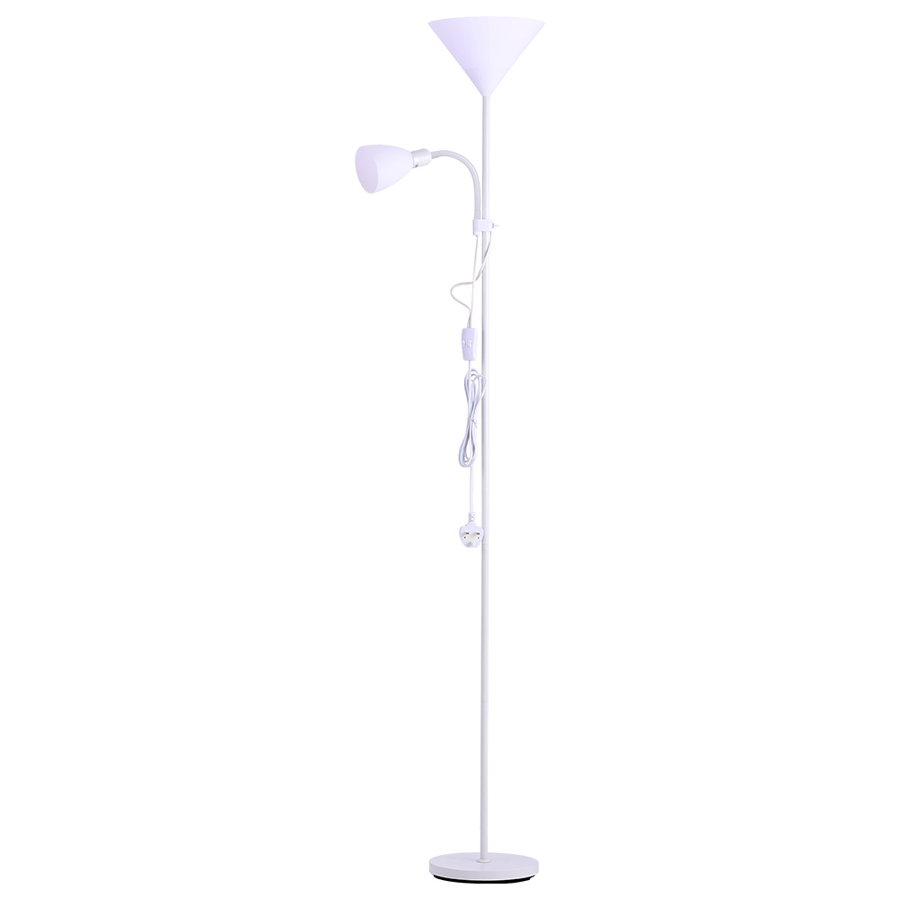 Living and Home White 2 Head Standing Tall Floor Lamp Image 1