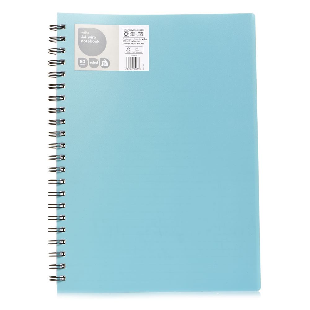 Wilko A4 Wiro Notebook 80 Sheets 80gsm Wilko