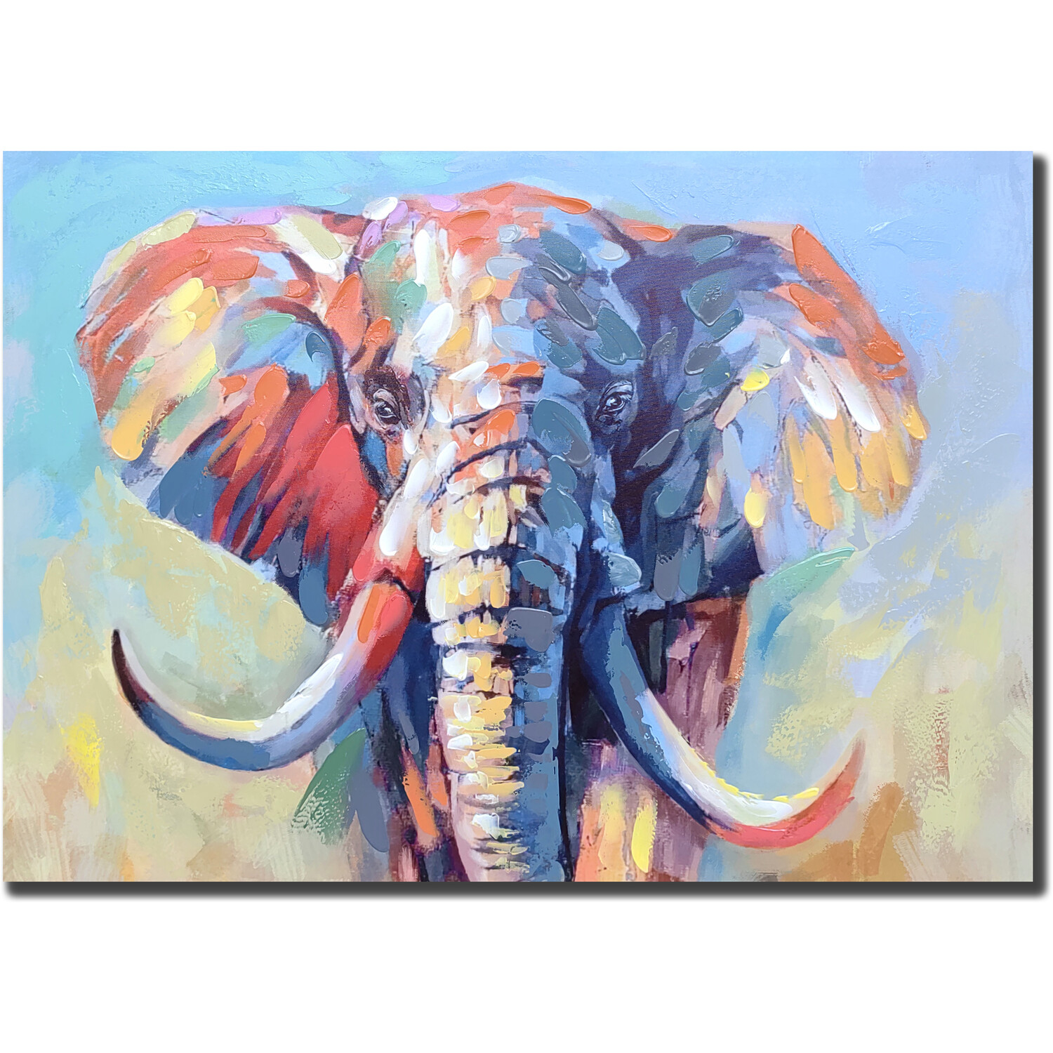 Bright Hand Painted Elephant Canvas 70 x 100cm Image