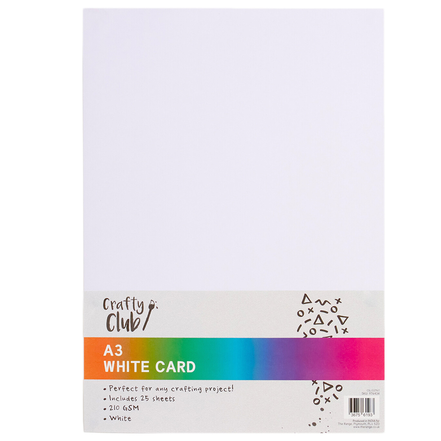 Crafty Club A3 White Card 25 Pack Image
