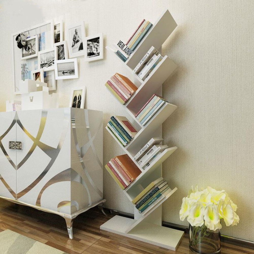 Living and Home 9-Tier White Tree-shaped Rustic Bookshelf Image 4
