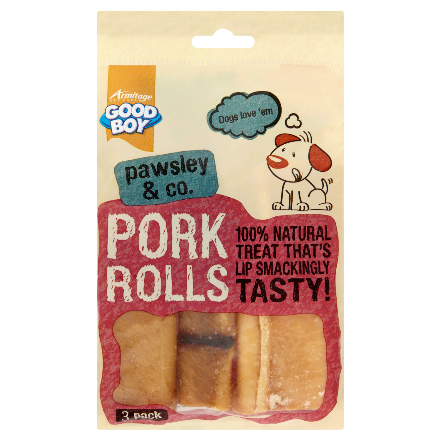 Good Boy Pork Rolls Dog Treat 90g 3 Pack Image