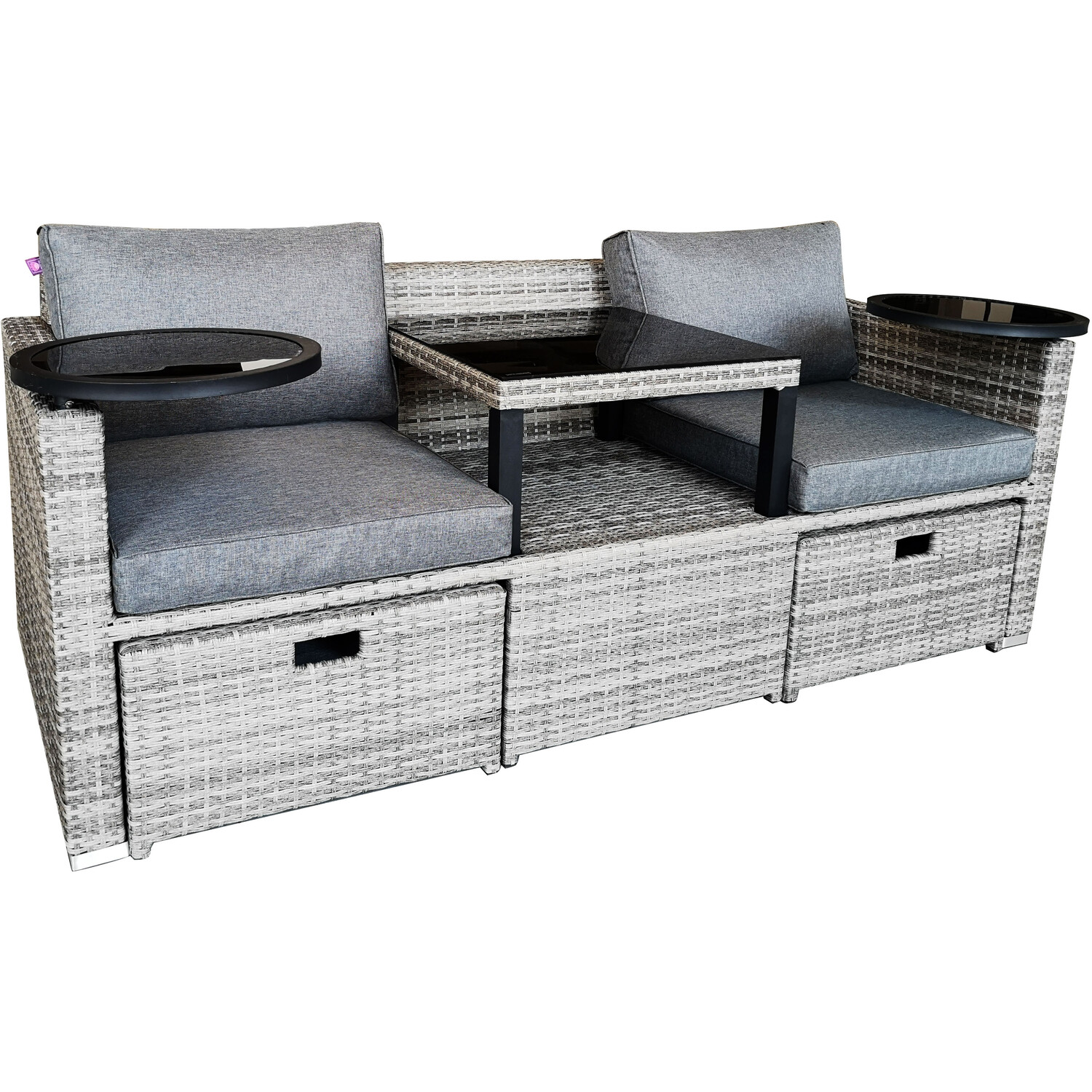 Malay Deluxe Malay New Hampshire 2 Seater Natural Transformer Patio Set Image 5