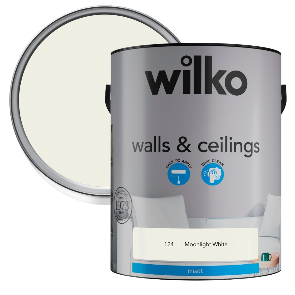 Wilko Walls & Ceilings Moonlight White Matt Emulsion Paint 5L Image 1