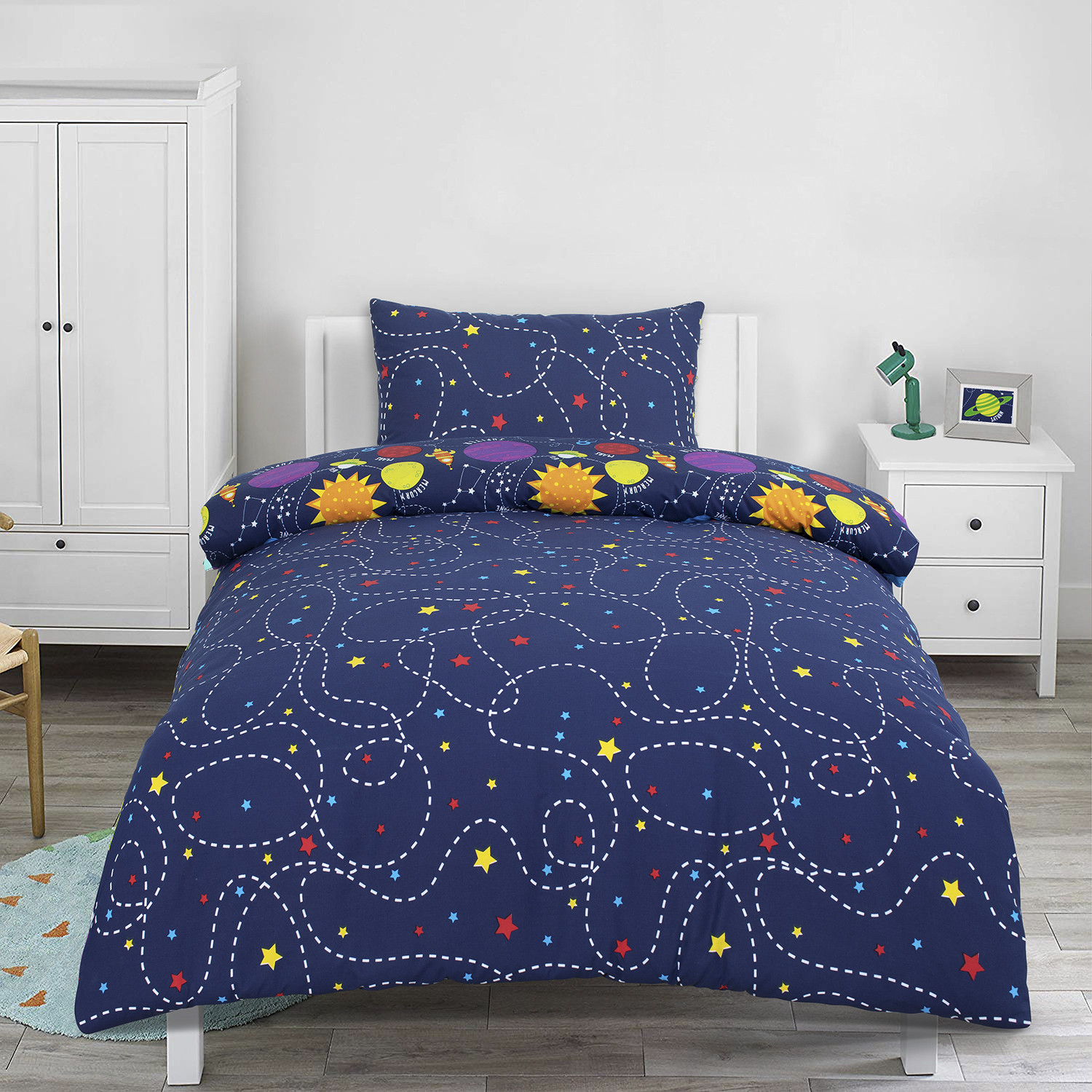 Sleep in Space Single Glow In The Dark Duvet Cover and Pillowcase Set Image 3