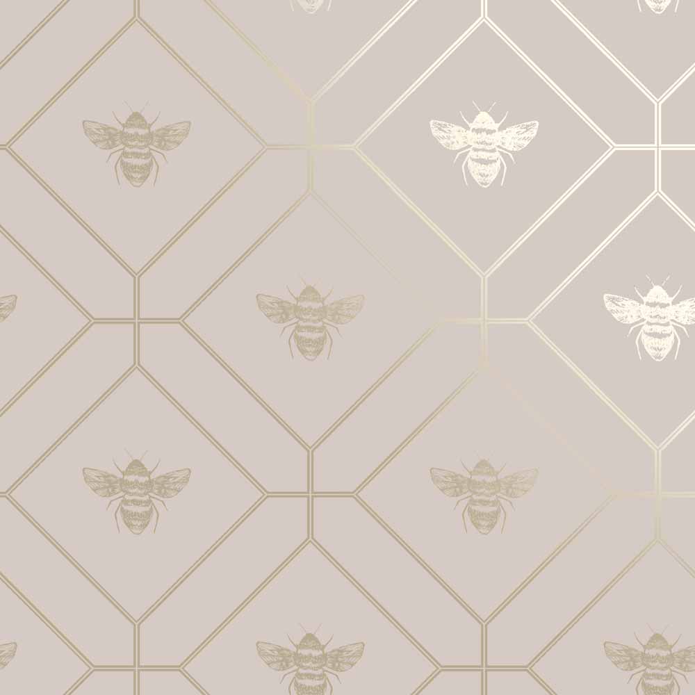 Holden Decor Honeycomb Bee Pink Wallpaper Image 1