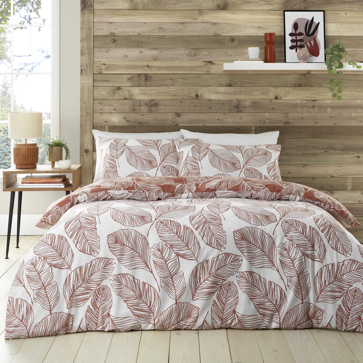 Athena Duvet Cover and Pillowcase Set - Rust / Double Image 2