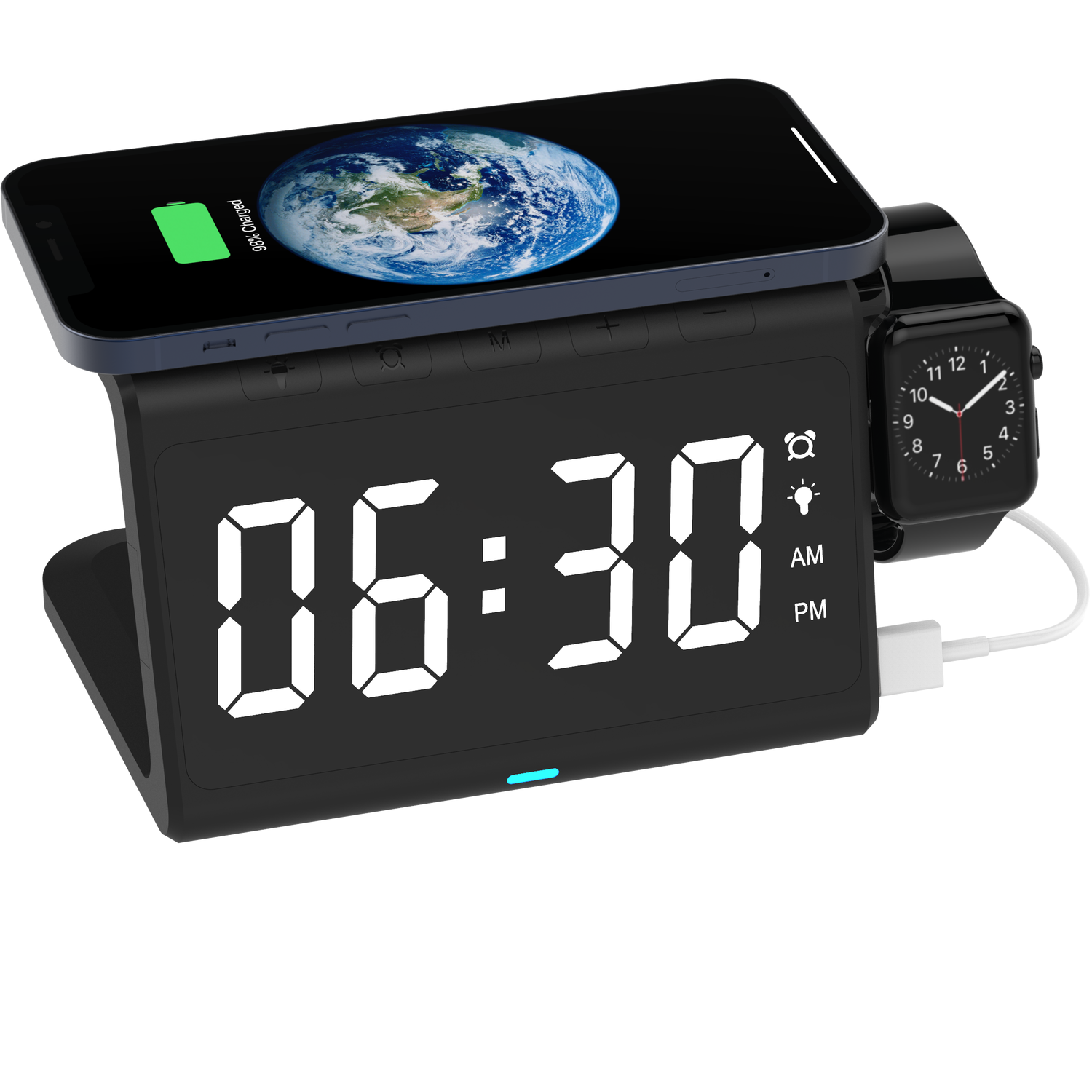 Black Magnetic Alarm Charging Stand with Adaptor Image 1