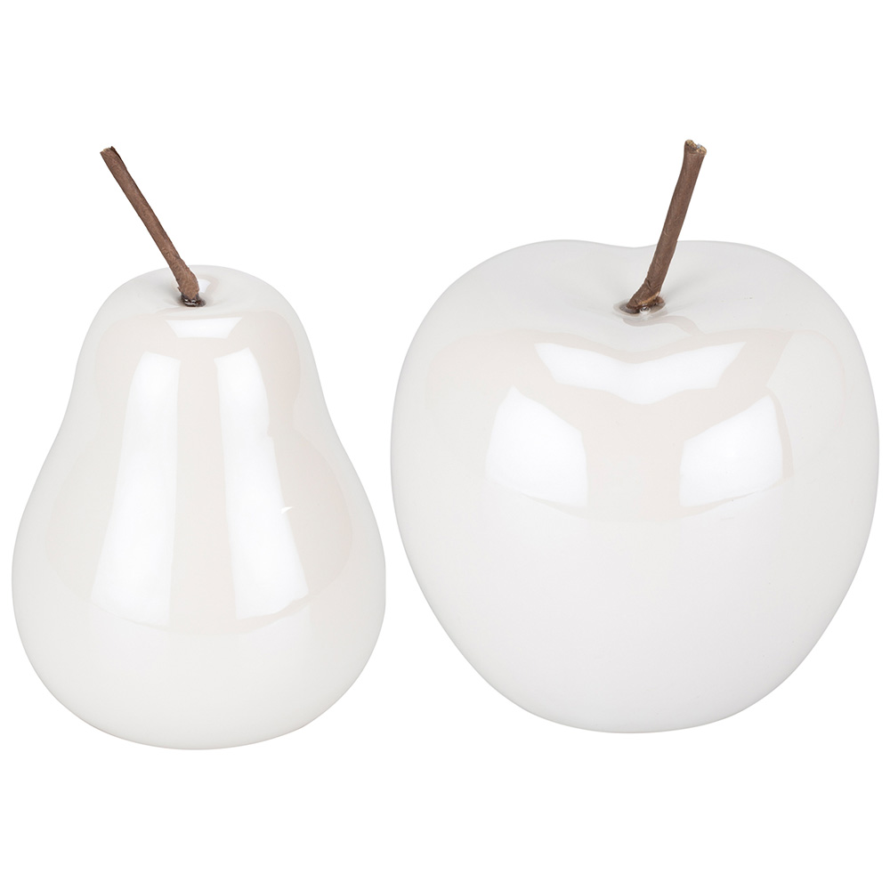 White Ceramic Apple or Pear Ornament Assorted Image 1