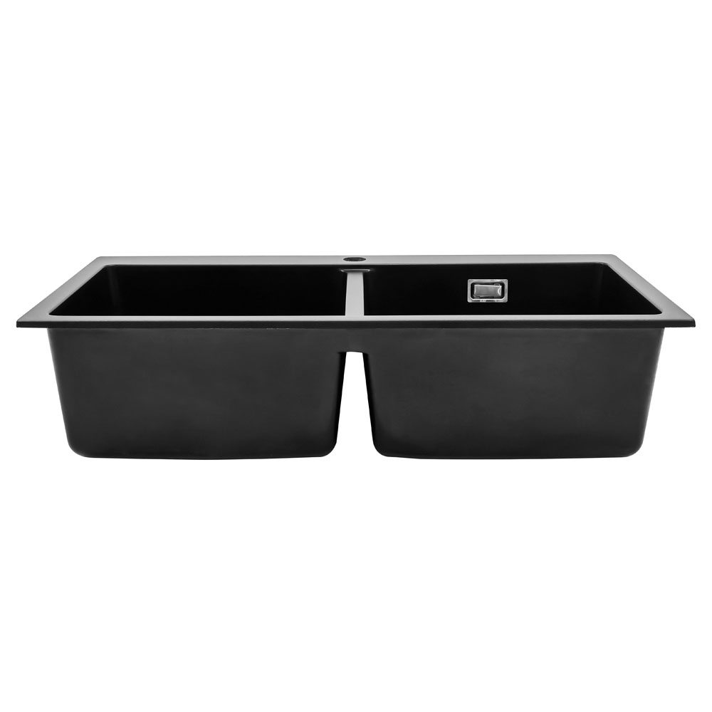 Living and Home Black Double Undermount Kitchen Sink Bowl 83.5 x 49cm Image 3