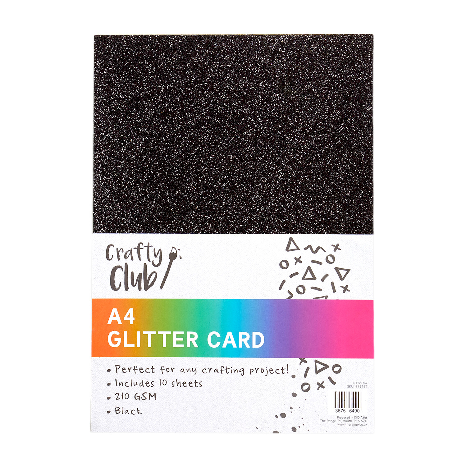 Pack of Ten Black Glitter Card Image 1