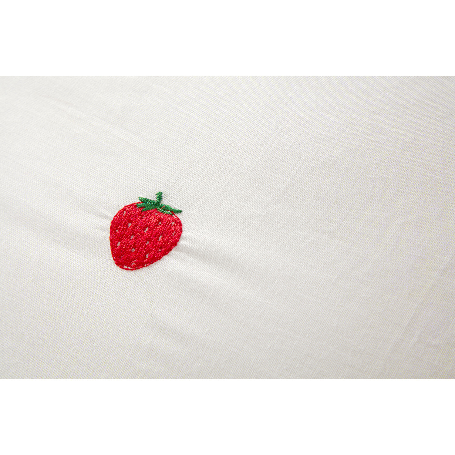 Strawberry Embroidered Duvet Cover and Pillowcase Set - White / King Image 2