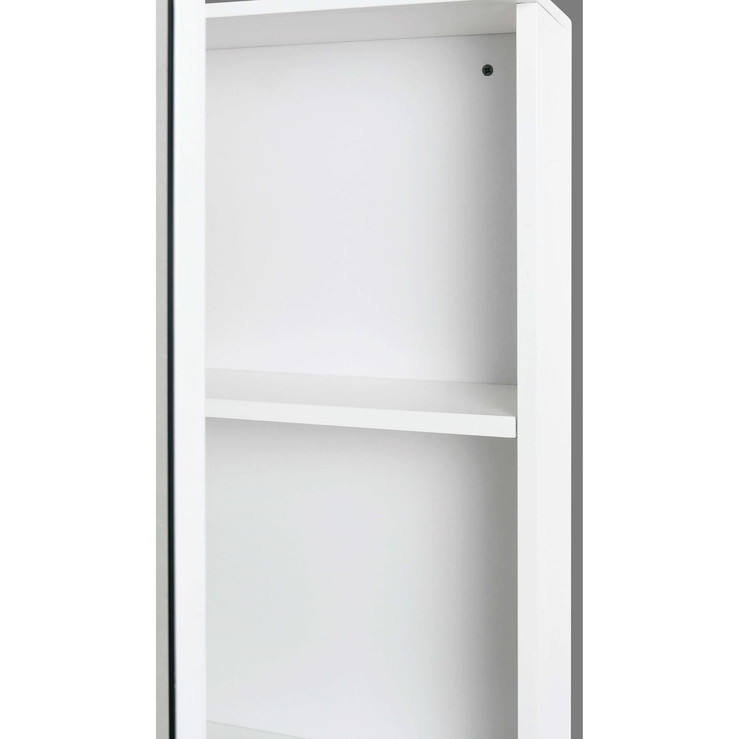 High Gloss Single Mirror Wall Cabinet - White Image 2