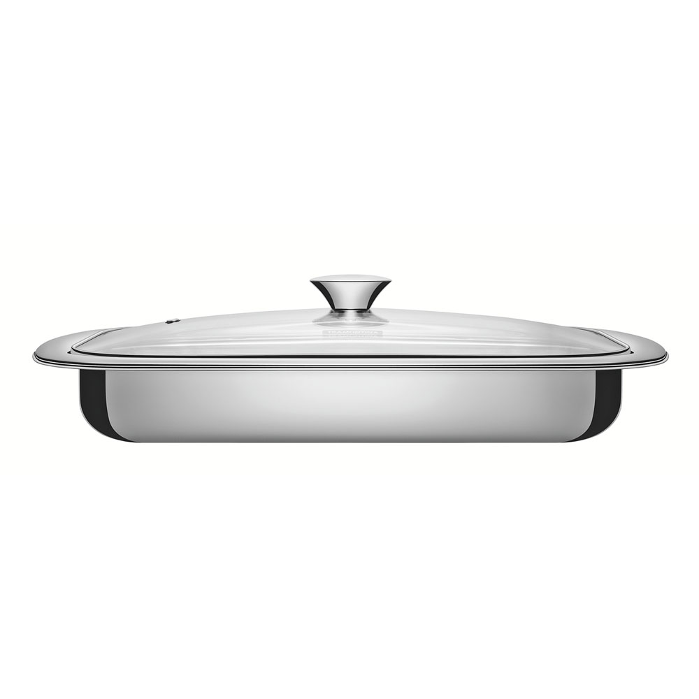 Tramontina 2.2L Stainless Steel Roasting Pan with Glass Lid Image 1