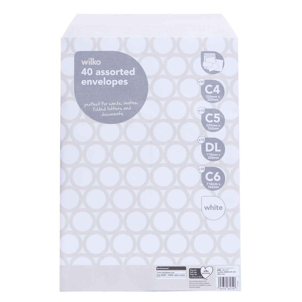 Wilko Envelopes Manilla 40 pack Assorted Wilko