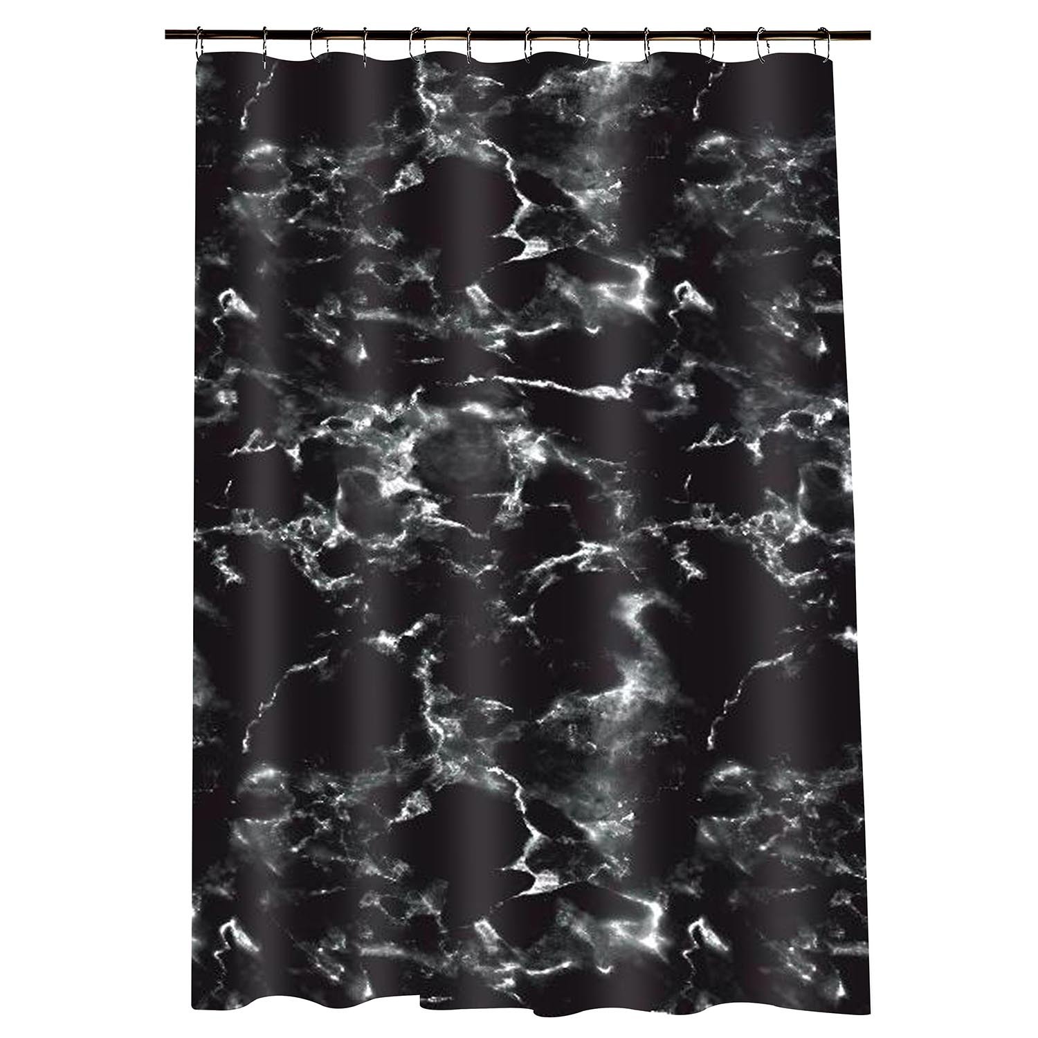 Black Marble Shower Curtain 180 x 180cm Image 2