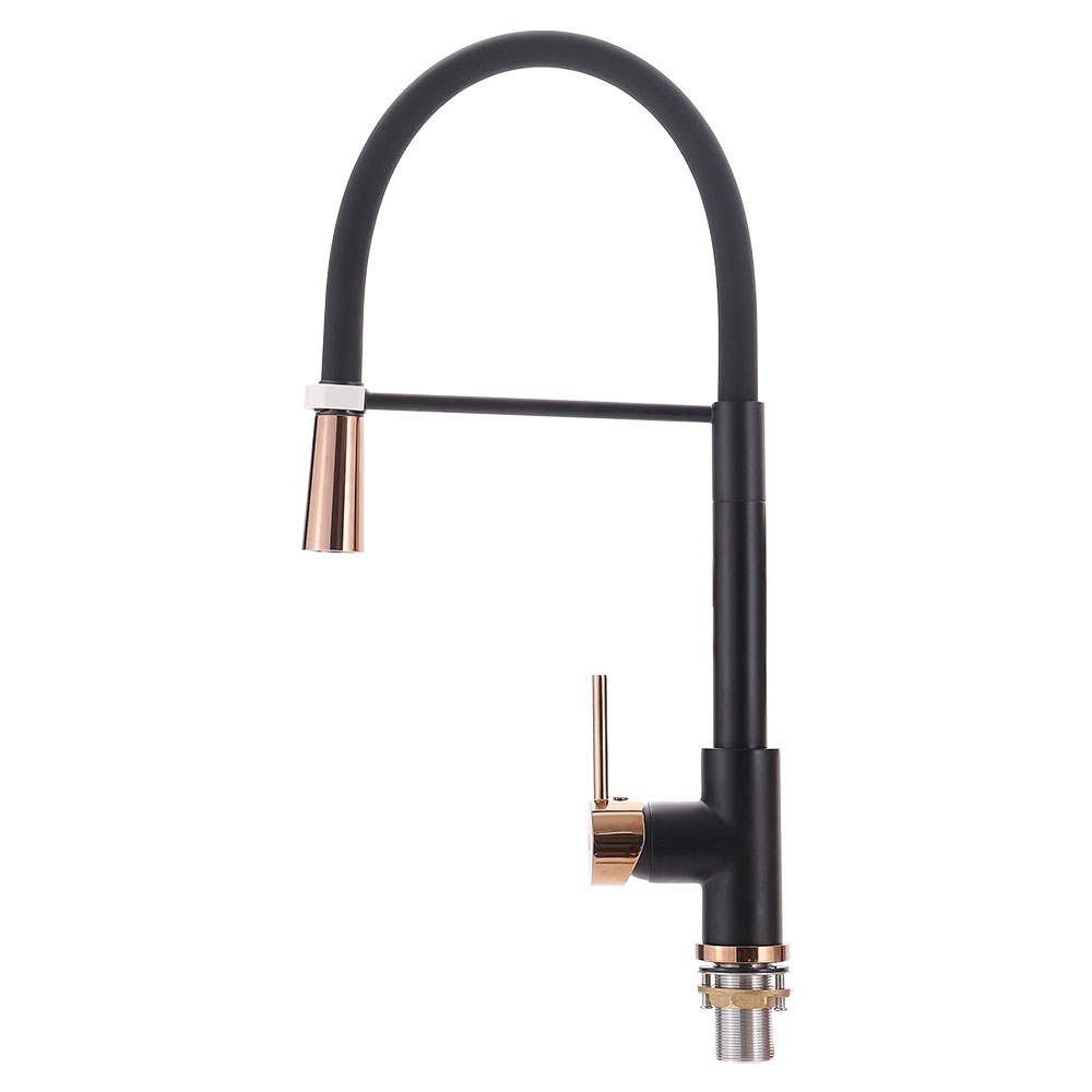 Living and Home Black and Rose Gold Single Lever Mono Kitchen Tap Image 1