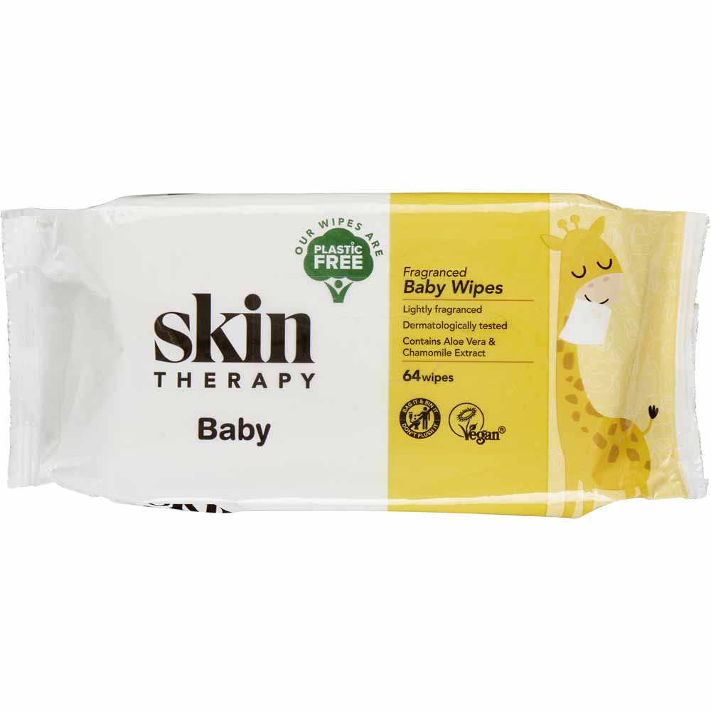 Skin Therapy Plastic Free Fragranced Baby Wipes 64 pack Image 1