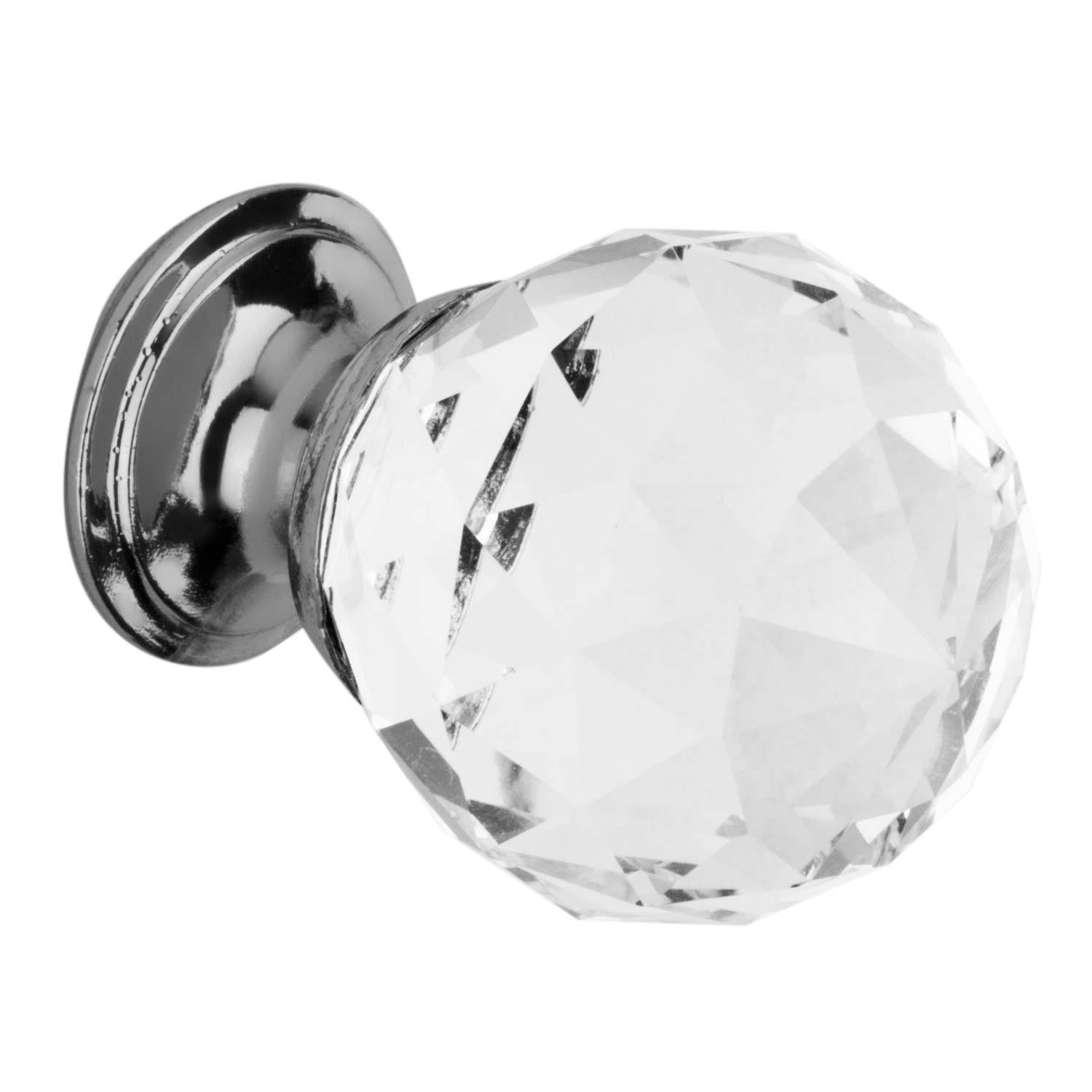 Chrome Clear Glass Facet Knob 6 Pack Image