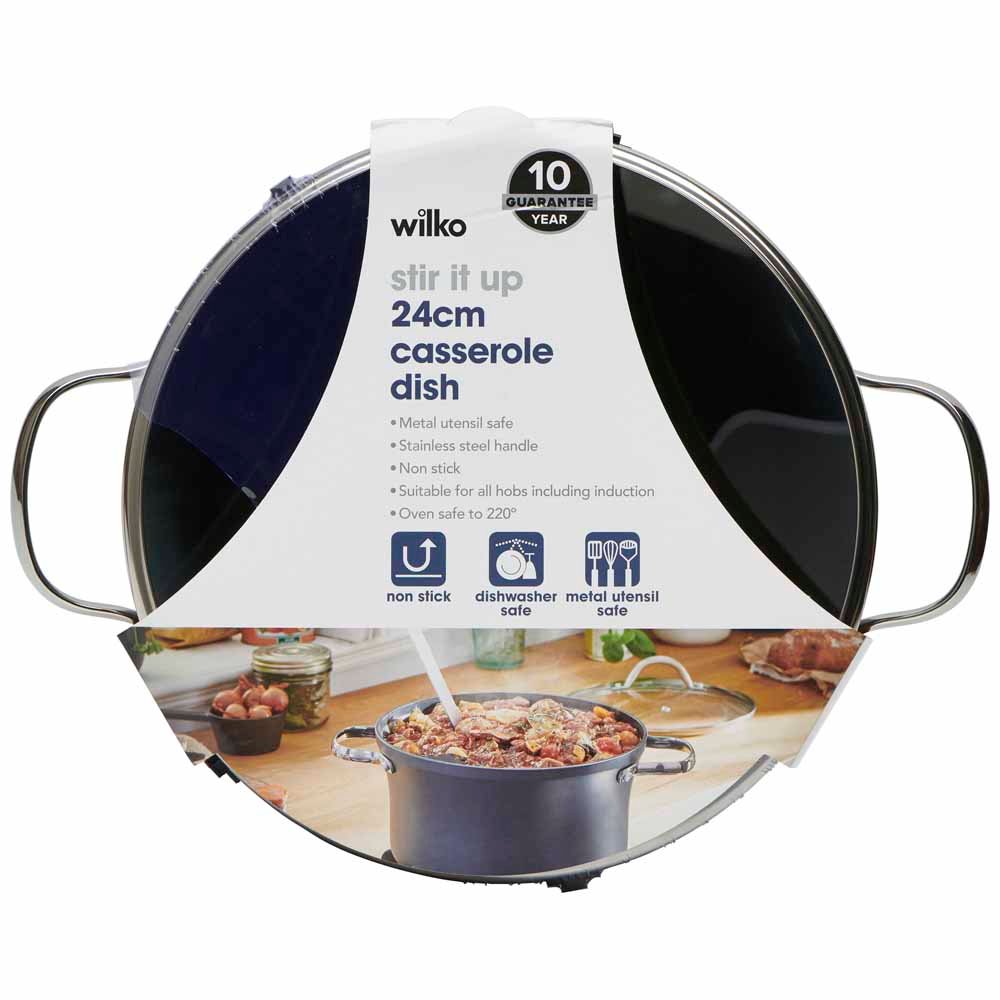 Wilko 24cm Grey Aluminium Casserole Dish Image 5
