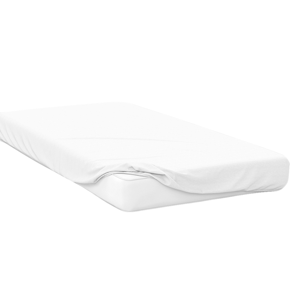 Serene Single White Brushed Cotton Fitted Bed Sheet Image 1