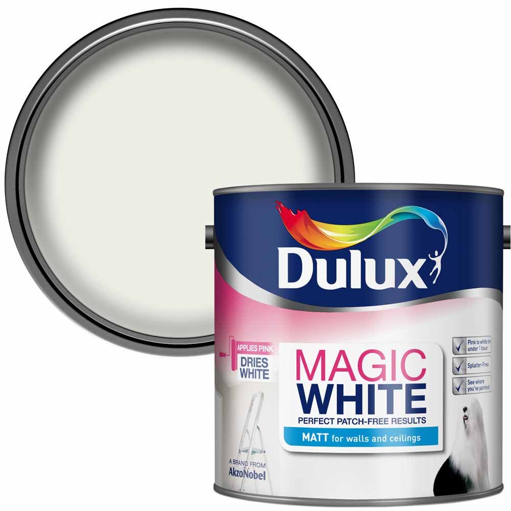 Dulux Magic White Matt Emulsion Paint 2.5L Image 1
