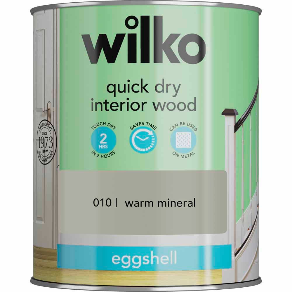 Wilko Quick Dry Interior Wood Warm Mineral Eggshell Paint 750ml Image 2