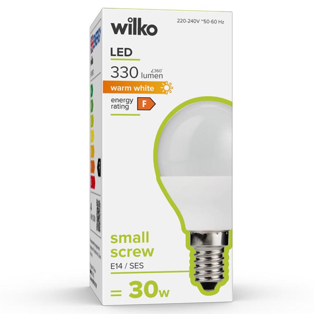 Wilko 1 Pack Small Screw E14/SES LED 330 Lumens Round Light Bulb Image 1
