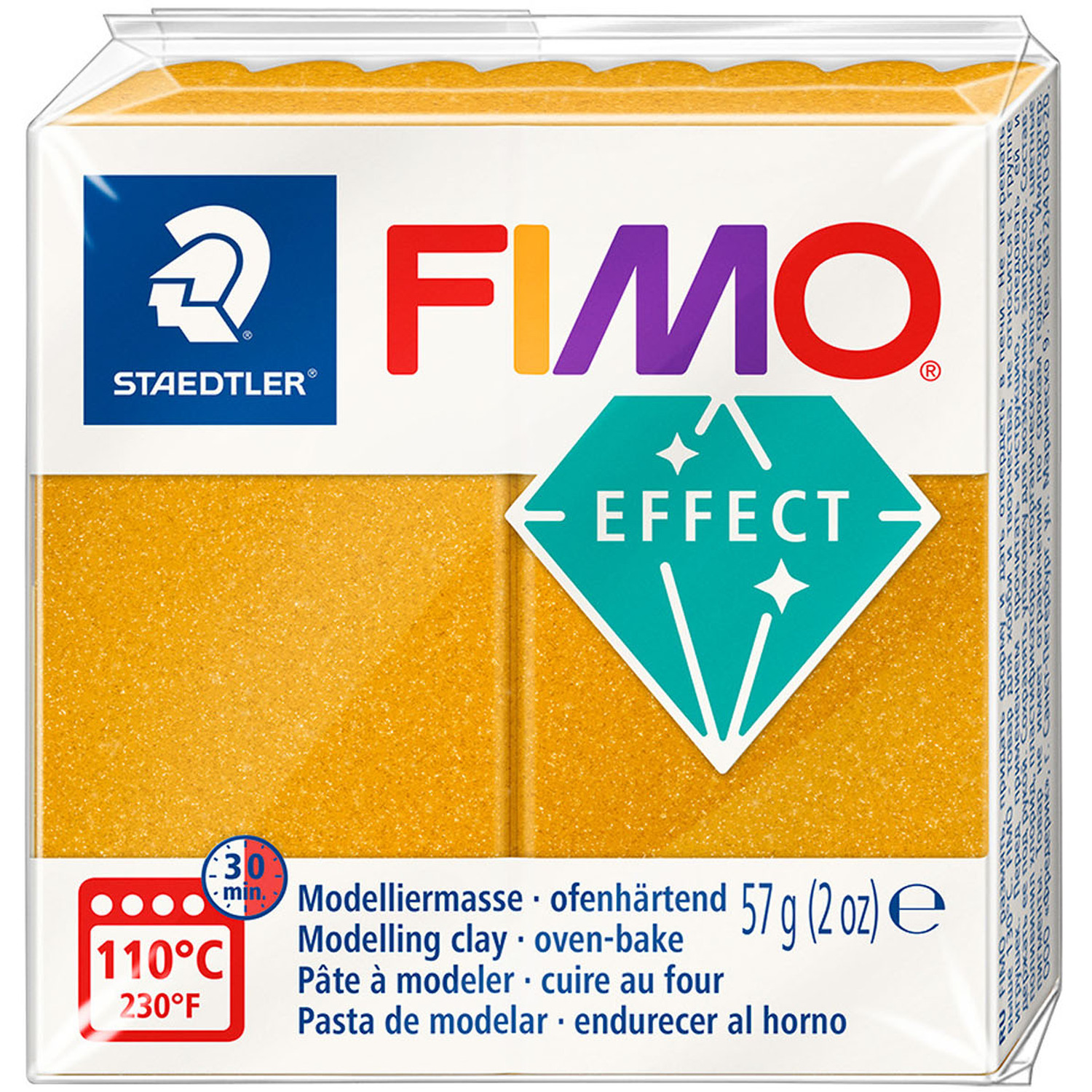 Staedtler FIMO Effect Modelling Clay Block - Metallic Gold Image 1