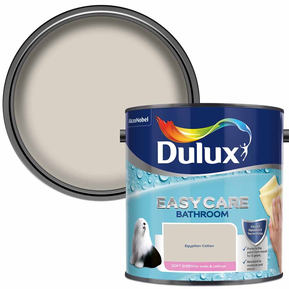 Dulux Easycare Bathroom Egyptian Cotton Soft Sheen Emulsion Paint 2.5L Image 1