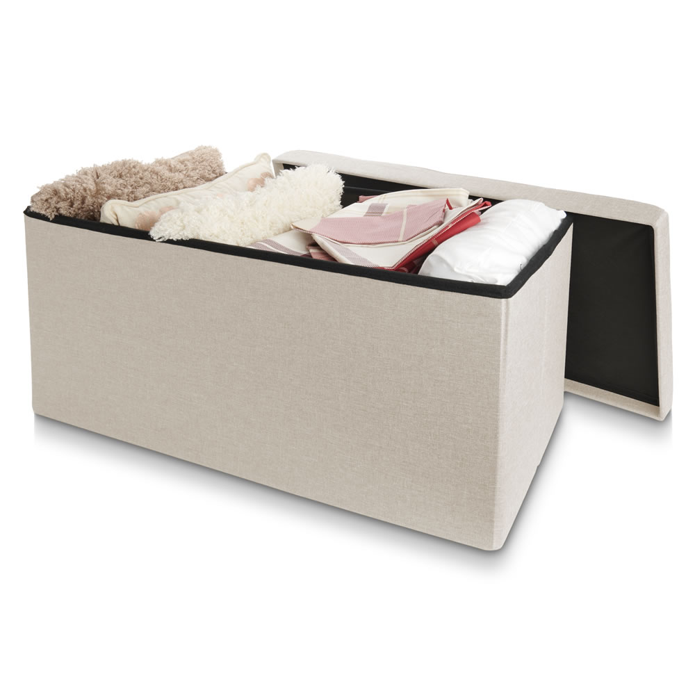 Wilko Large Cream Faux Linen Ottoman Wilko