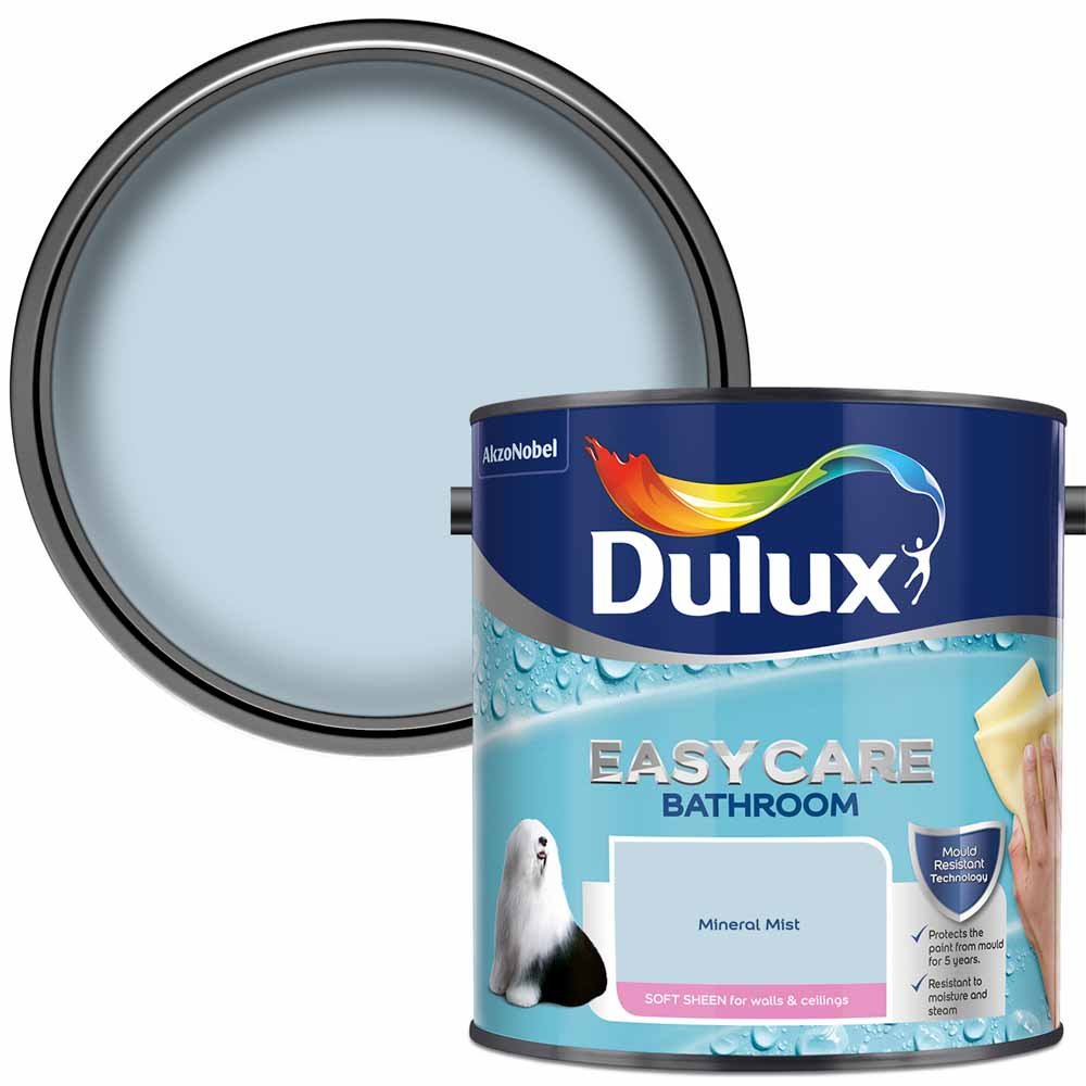 Dulux Easycare Bathroom Mineral Mist Soft Sheen Emulsion Paint 2.5L Image 1