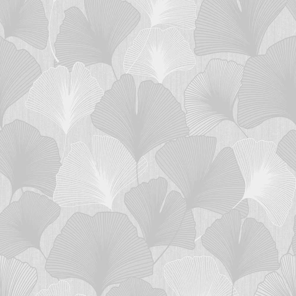 Superfresco Colours Gingko Leaves Silver Wallpaper Image 1