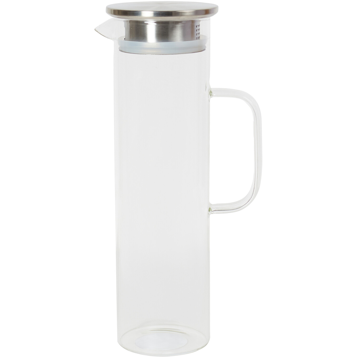 1.2L Glass Jug with Stainless Steel Lid - Clear Image 1