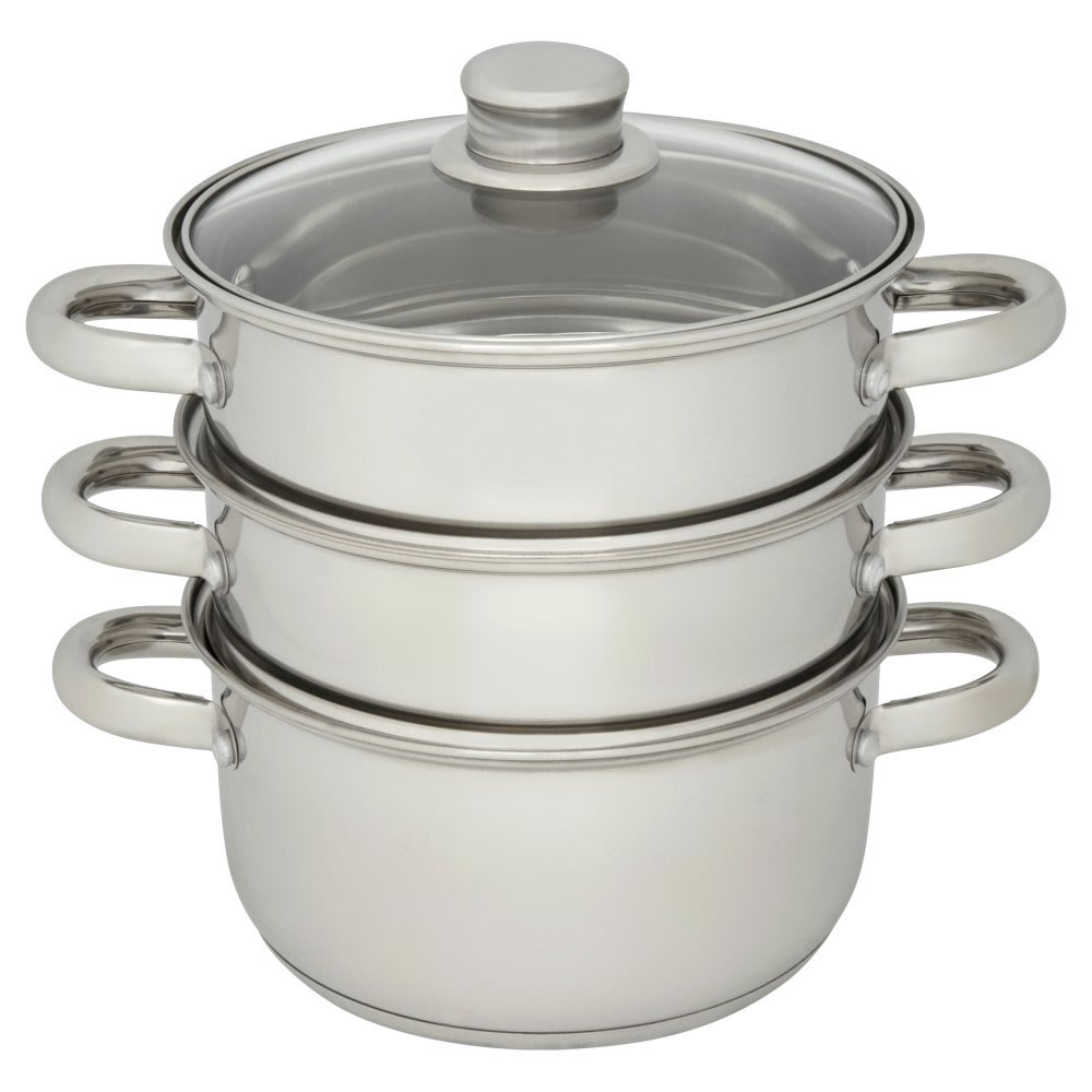 Wilko 18cm Stainless Steel 3 Tier Steamer Wilko