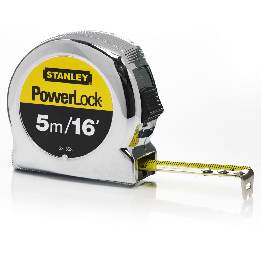 Stanley PowerLock Tape Measure Silver Effect 5m Wilko