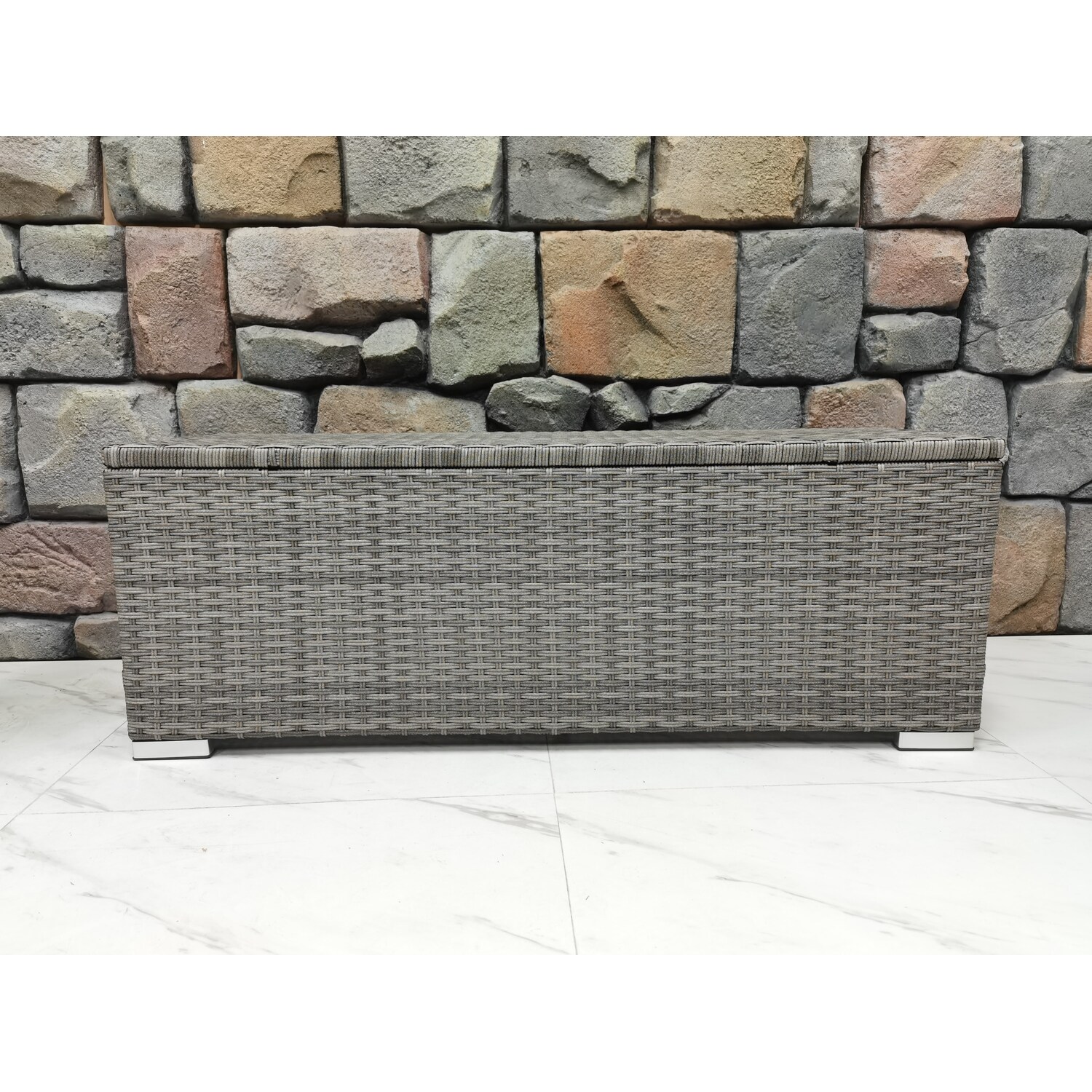 Malay Deluxe New Hampshire Grey Rattan Bench with Cushion Image 2