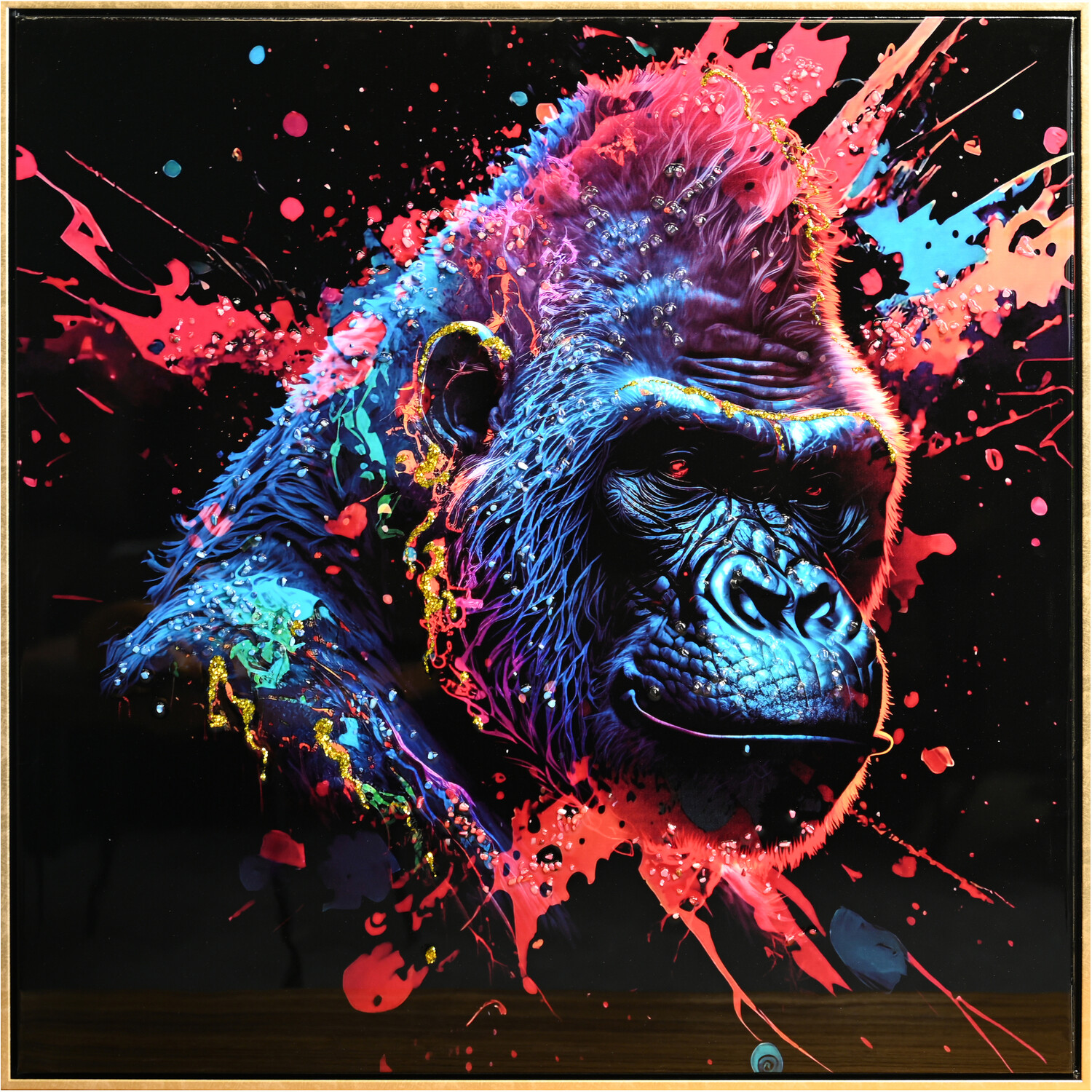 Vibrant Embellished Gorilla Gloss Canvas Image