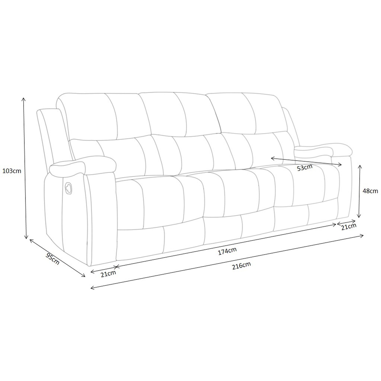 Ledbury 3 Seater Grey Fabric Manual Recliner Sofa Image 6