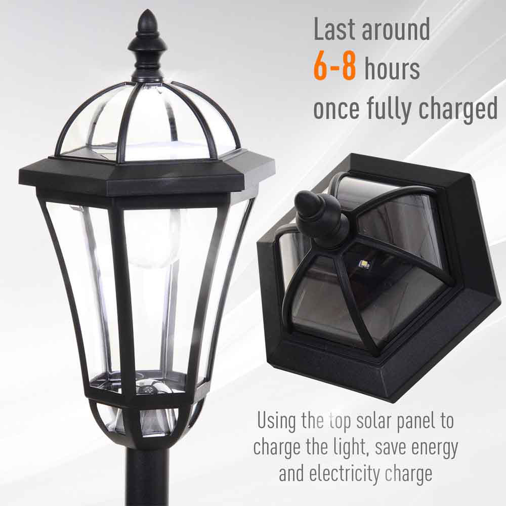 Outsunny 2 Pack Black LED Solar Powered Lamp Post Lights Image 5