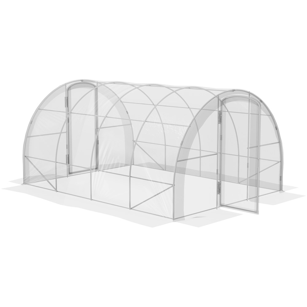 Outsunny Clear PE Steel 9.8 x 13ft Polytunnel Greenhouse Image 1