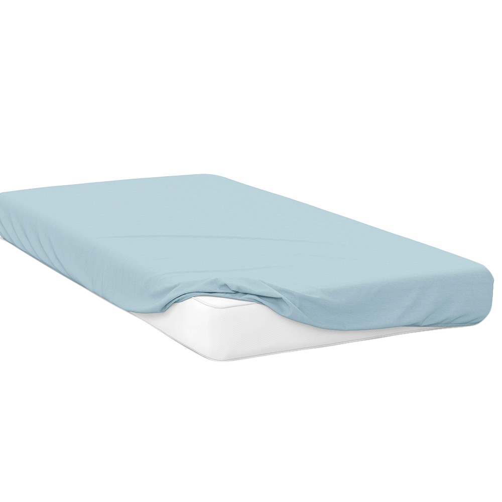 Serene Super King Size Blue Brushed Cotton Fitted Bed Sheet Image 1