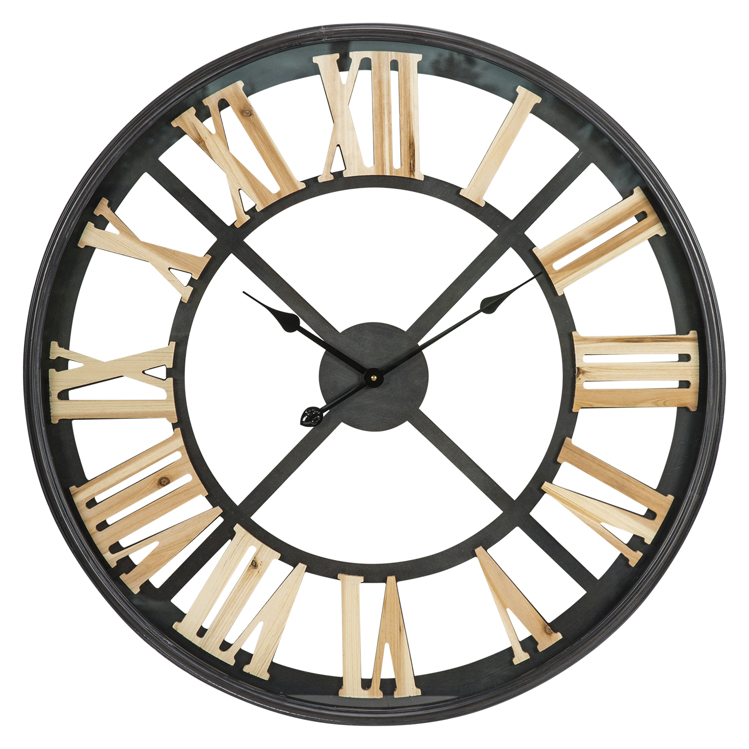 Black Glass Iron Roman Wall Clock Image