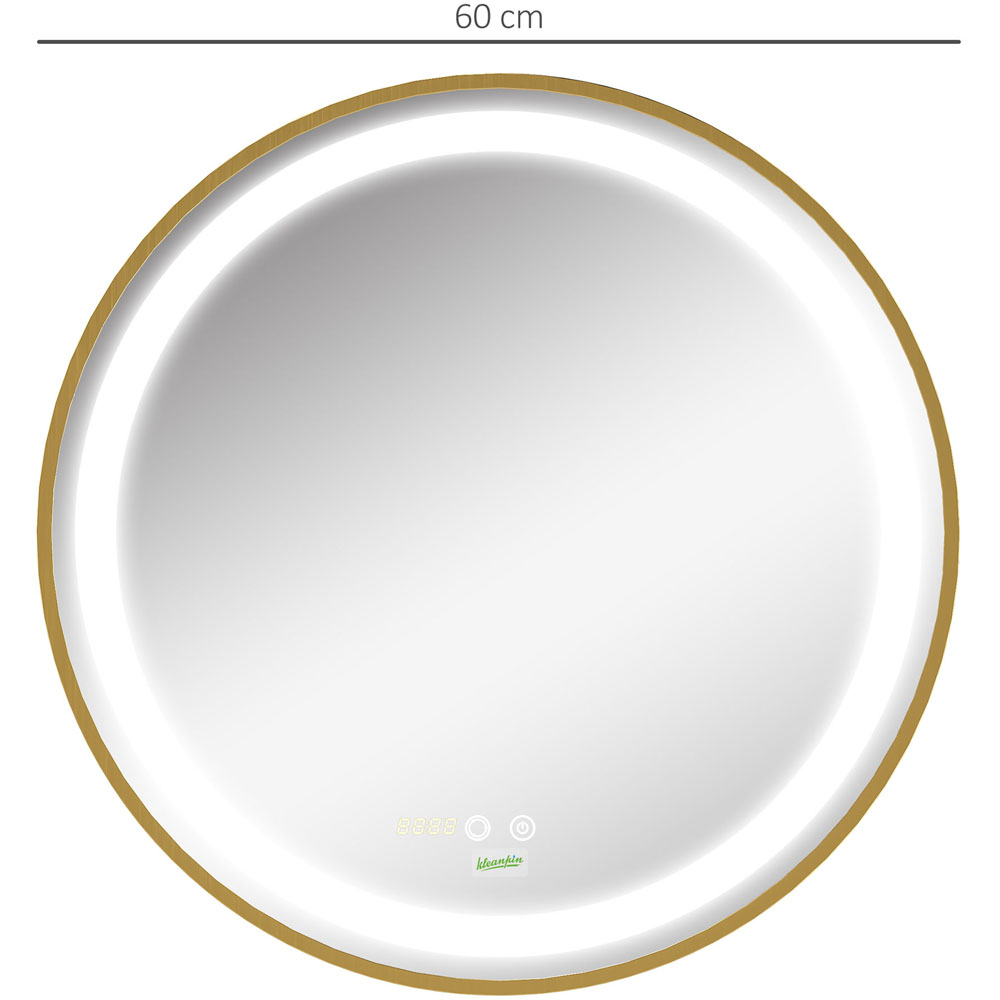 Kleankin Gold Round LED Bathroom Mirror Image 4
